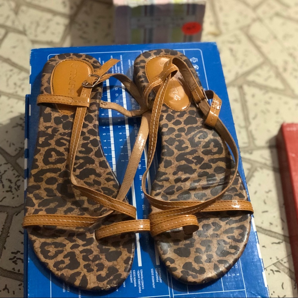 Cheetah , strapped sandals
